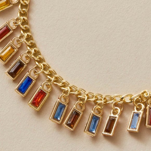 5 for $25 Multi Color Crystal Charm Gold Necklace - Picture 4 of 5